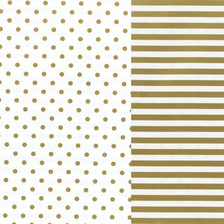 STRIPE / DOT WHITE & GOLD 500mm x 50Mtr (DOUBLE SIDED)