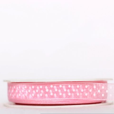 SHEER TINY DOT 12mm x 20M PALE PINK/WHITE DOTS