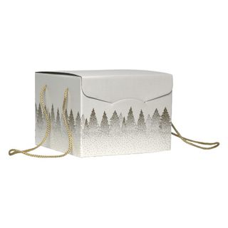WHITE XMAS TREE BOX WITH ROPE HANDLE SMALL 245(L)x245(W)x180