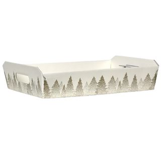 TRAY WHITE XMAS TREE MEDIUM 35(L) x 26(W) x 7(H)cm-WITH CUT