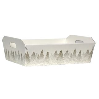 TRAY WHITE XMAS TREE LARGE 40(L) x 30(W) x 12(H)cm-WITH CUT