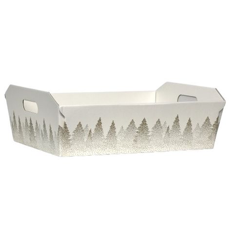 TRAY WHITE XMAS TREE LARGE 40(L) x 30(W) x 12(H)cm-WITH CUT