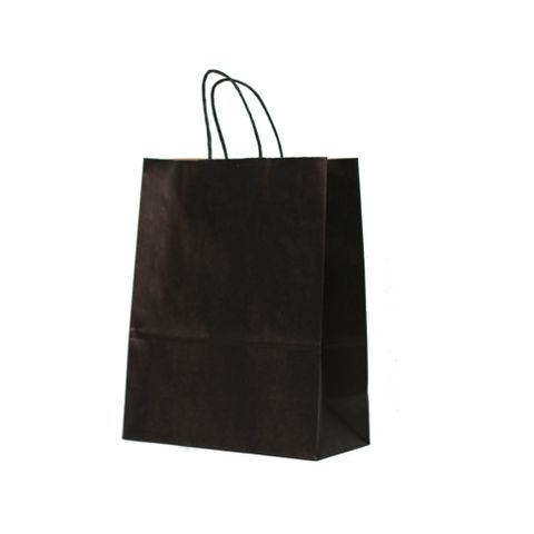 KRAFT BAG BLACK PLAIN MEDIUM 27H x 21W x 11G cm PACK OF 10