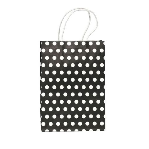 KRAFT BAG BLACK / WHITE DOT SMALL 21H x 15W x 8G cm-200 UNIT