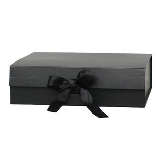 BLACK MAGNETIC GIFT BOX WITH GROSGRAIN RIBBON 31Lx27Wx 8H cm
