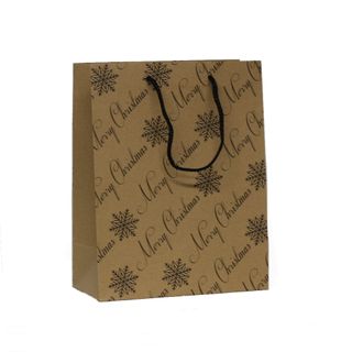 MERRY CHRISTMAS PAPER BAG MEDIUM 27Hx21W x11G cm PACK OF 10
