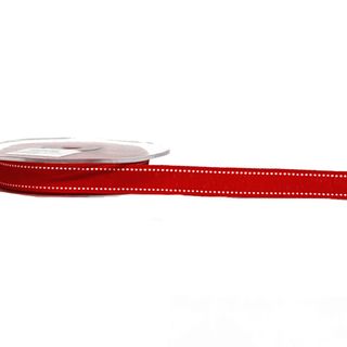 MEMPHIS RIBBON 12mm x 10Mtr RED WITH WHITE STITCHING