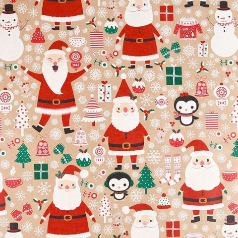 MINI ROLL SANTAS FRIENDS RECYCLED 200mm x 50Mtr (NO RETURNS)