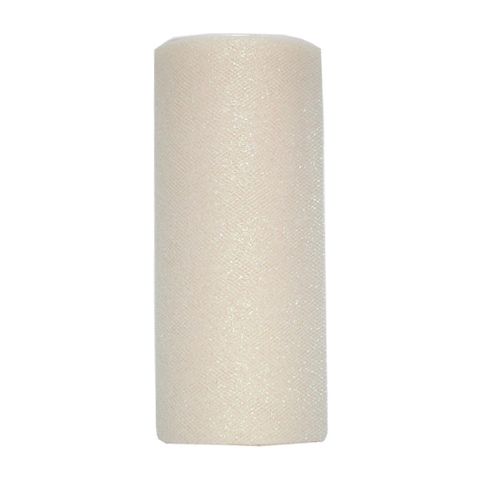 TULLE GLITTER 150mm x 25Mtr CREAM