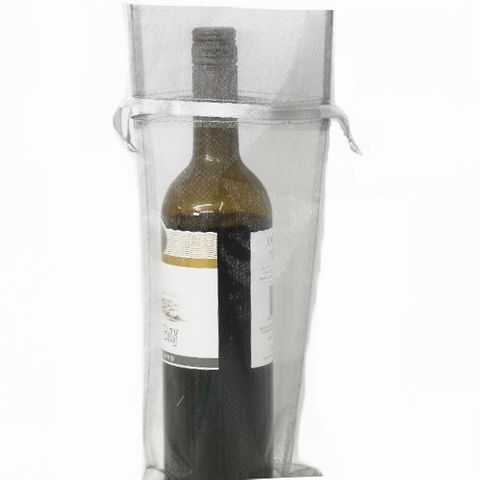 POUCH WINE ORGANZA 35(H) x 15(W)cm SILVER (PACK OF 10)