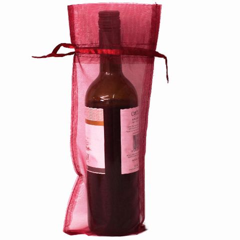POUCH WINE ORGANZA 35(H) x 15(W)cm BURGUNDY (PACK OF 10)