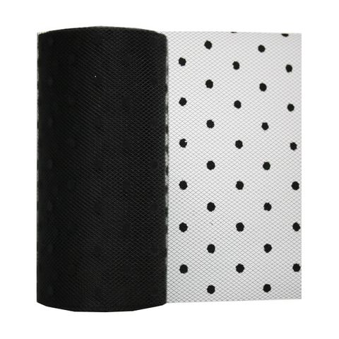 TULLE DOT 150mm x 23Mtr BLACK