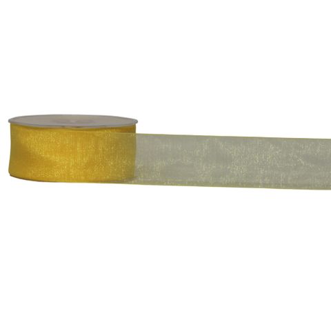 ORGANZA WOVEN EDGE 38mm x 50Mtr DAFFODIL