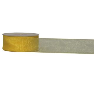 ORGANZA WOVEN EDGE 38mm x 50Mtr DAFFODIL