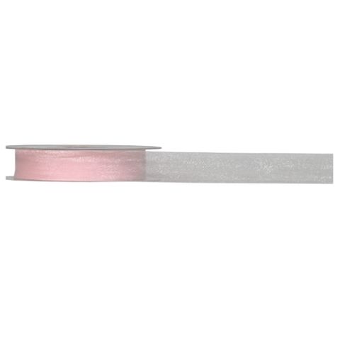 ORGANZA WOVEN EDGE 16mm x 50Mtr PALE PINK