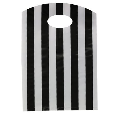 CURVE TOP BAG SML 30(H) x 21(W) cm WHITE/BL STRIPE (100/PK)-