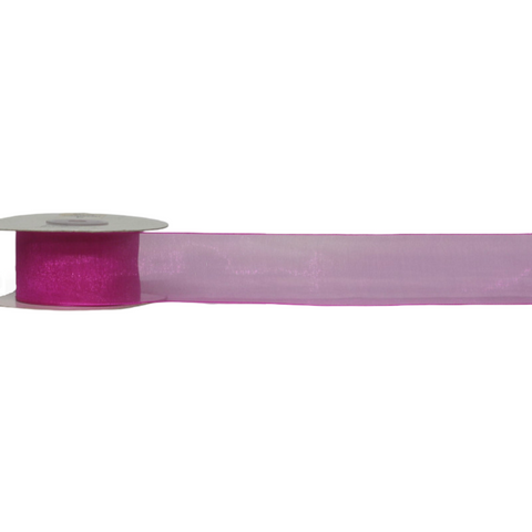 ORGANZA WIRED EDGE ( BELLA ) 40mm x 23Mtr HOT PINK
