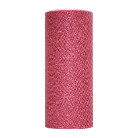 TULLE GLITTER 150mm x 25Mtr ROSE PINK