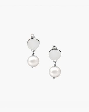 Silver - Pearl Drop Earrings