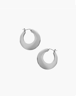 Silver - Flat Hoop Earrings