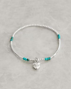 Turquoise - Silver Solid Heart
