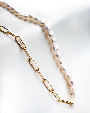 8mm Pearl & Link Chain 40cm