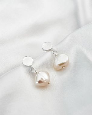 Silver- Large White Pearl Drop