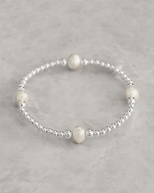 Silver - 4  Pearl Bracelet
