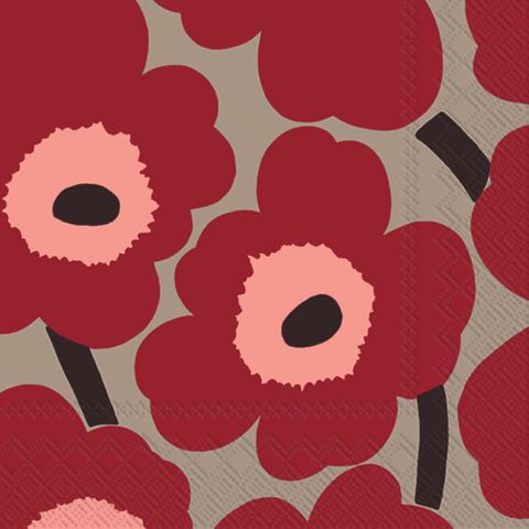 IHR Luncheon Marimekko Unikko Red Linen