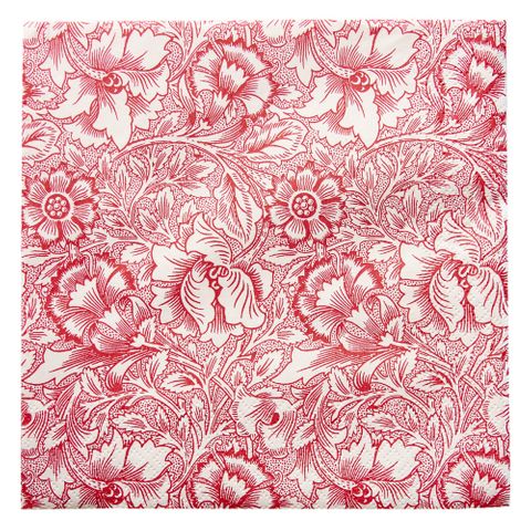 Havi Luncheon Napkin William Morris Pink & Poppy Red White 33cm