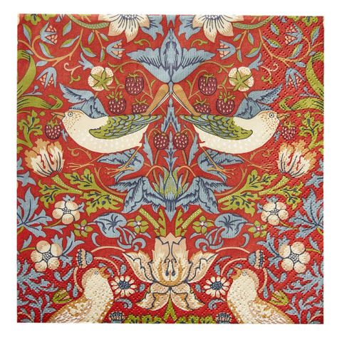 Havi Luncheon Napkin William Morris Strawberry Thief Red 33cm