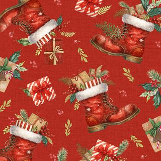 IHR Luncheon Christmas Boots Allover Red