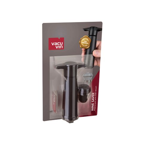 Vacu Vin Wine Pump (White) with 6 Vacuum Wine Saver Bottle Stoppers (Black)  