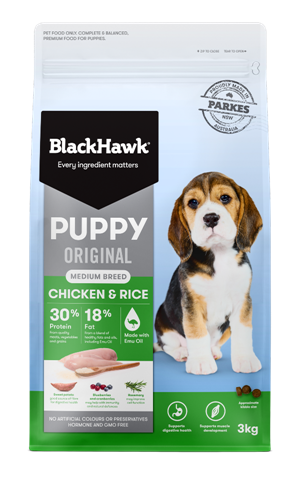 Black Hawk Puppy Medium Breed Chicken Rice 10kg Petmart