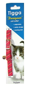 Tigga Cat Collar Reflect Elastic Red/Pink