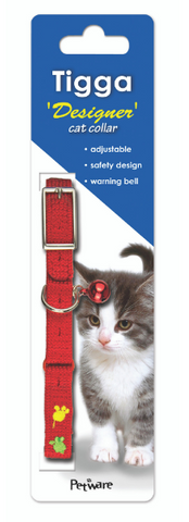 Tigga Cat Collar Footprint Red