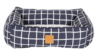 Mog & Bone Bolster Dog Bed Navy Check Small