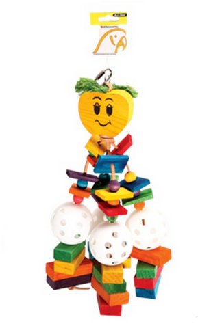 Avi One Parrot Toy - Wooden Apple With Blocks & Balls