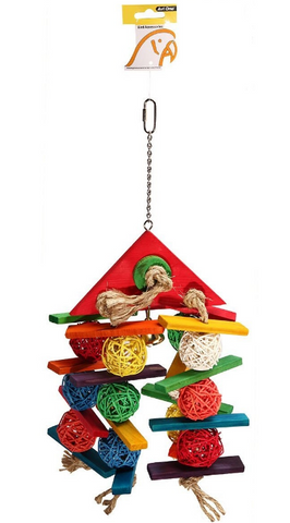 Avi One Parrot Toy - Wicker Balls/Wooden Triangle Top