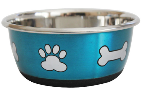 Durabolz Paw & Bone Bowl Metallic Blue 1.9L