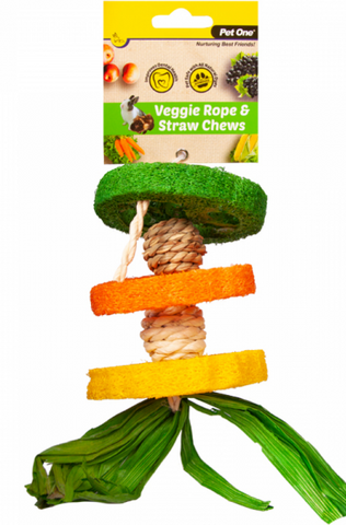 Pet One Veggie Rope And Straw Chew Hanging Hula 19cm
