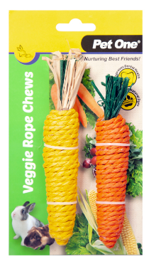 Pet One Veggie Rope Chews Twin Pack Carrot/Corn (M)