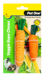 Pet One Veggie Rope Chews Twin Pack Carrots (S/M)
