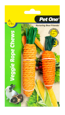 Pet One Veggie Rope Chews Twin Pack Carrots (S/M)