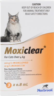 Moxiclear Flea & Worm For Cats Over 4kg 3pk