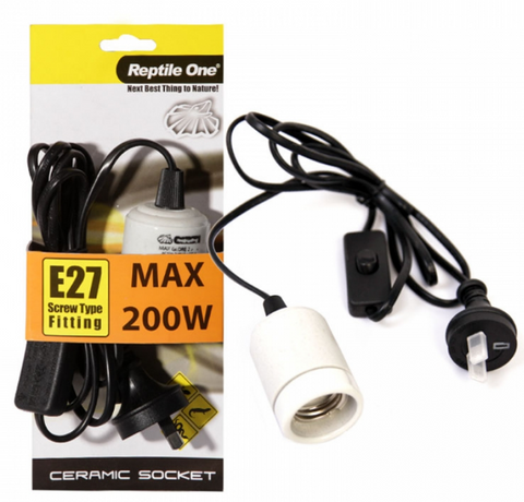 Reptile One Heat Lamp Socket Ceramic Suit Up To 200w E27 Screw