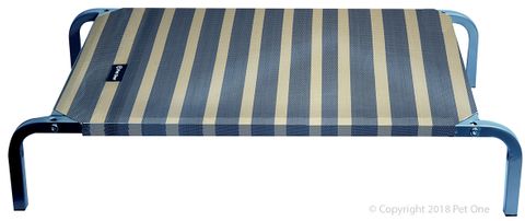 Pet One  Raised Dog Bed Charcoal/Wheat Stripes 75x47x15cm