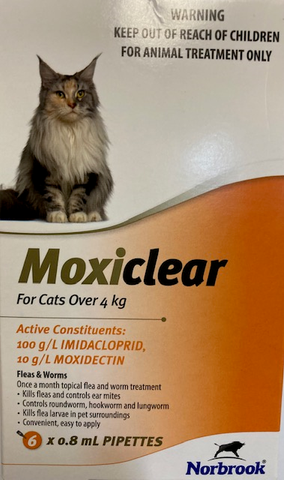 Moxiclear Flea & Worm For Cats Over 4kg 6pk