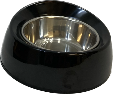 Pet One Melamine Bowl Feed Retainer Small S/steel Black