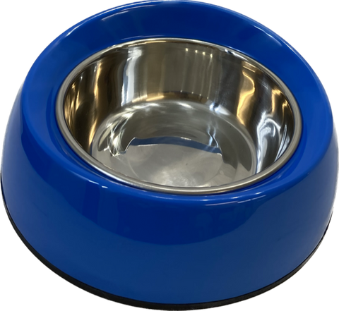 Pet One Melamine Bowl Feed Retainer Medium S/steel Blue